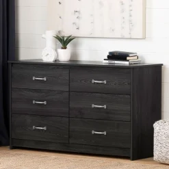Storage Furniture>South Shore 6-Drawer Double Dresser - Tassio Gray Oak