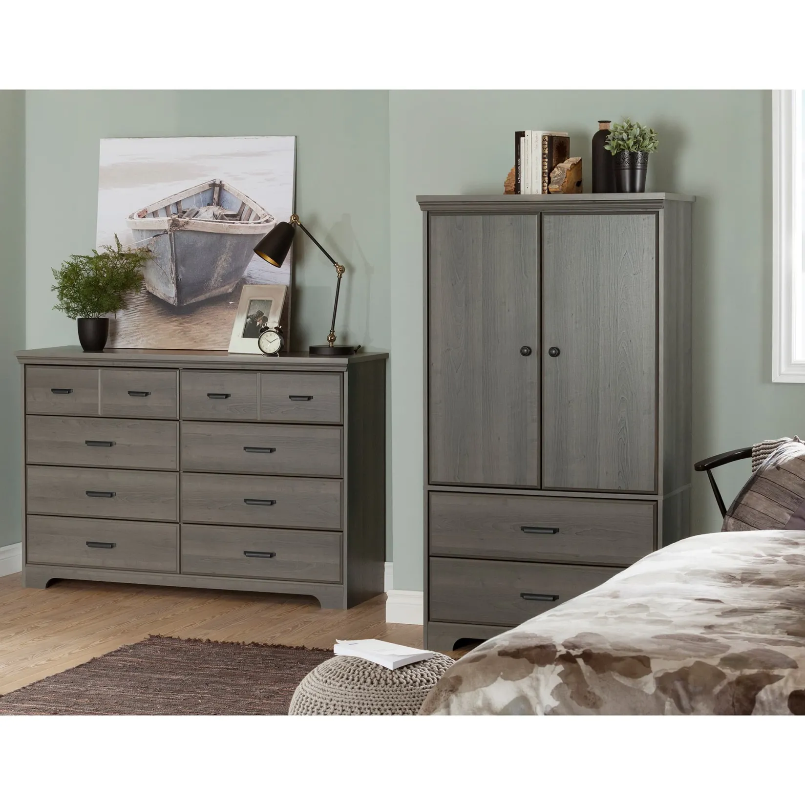 Storage Furniture>South Shore 8-Drawer Double Dresser - Versa Gray Maple