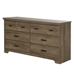 Storage Furniture>South Shore 6-Drawer Double Dresser - Versa Weathered Oak