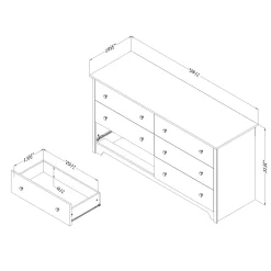 Sale 6-Drawer Double Dresser - Vito Soft Gray Storage Furniture