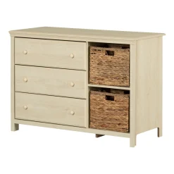 Storage Furniture>South Shore 3-Drawer Dresser with Baskets - Cotton Candy Bleached Oak
