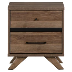 2-Drawer Nightstand - Flam Natural Walnut and Matte Black Nightstands