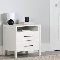 Nightstands>South Shore 2-Drawer Nightstand - Gravity Pure White