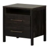 Nightstands>South Shore 2-Drawer Nightstand - Gravity Rubbed Black
