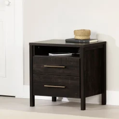Nightstands>South Shore 2-Drawer Nightstand - Gravity Rubbed Black