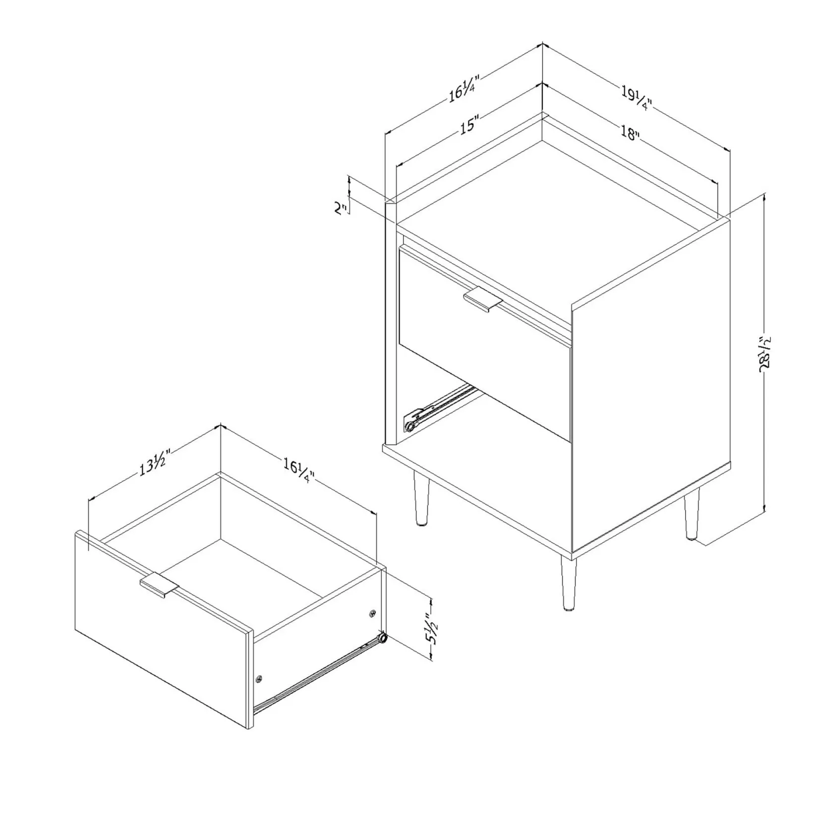 Clearance 2-Drawer Nightstand - Hype Winter Oak Nightstands