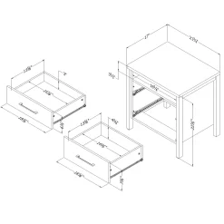 Online 2-Drawer Nightstand - Munich White and Soft Elm Nightstands