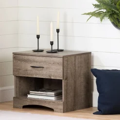 Nightstands>South Shore 1-Drawer Nightstand - Step One Weathered Oak