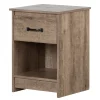 Nightstands>South Shore 1-Drawer Nightstand - Tassio Weathered Oak