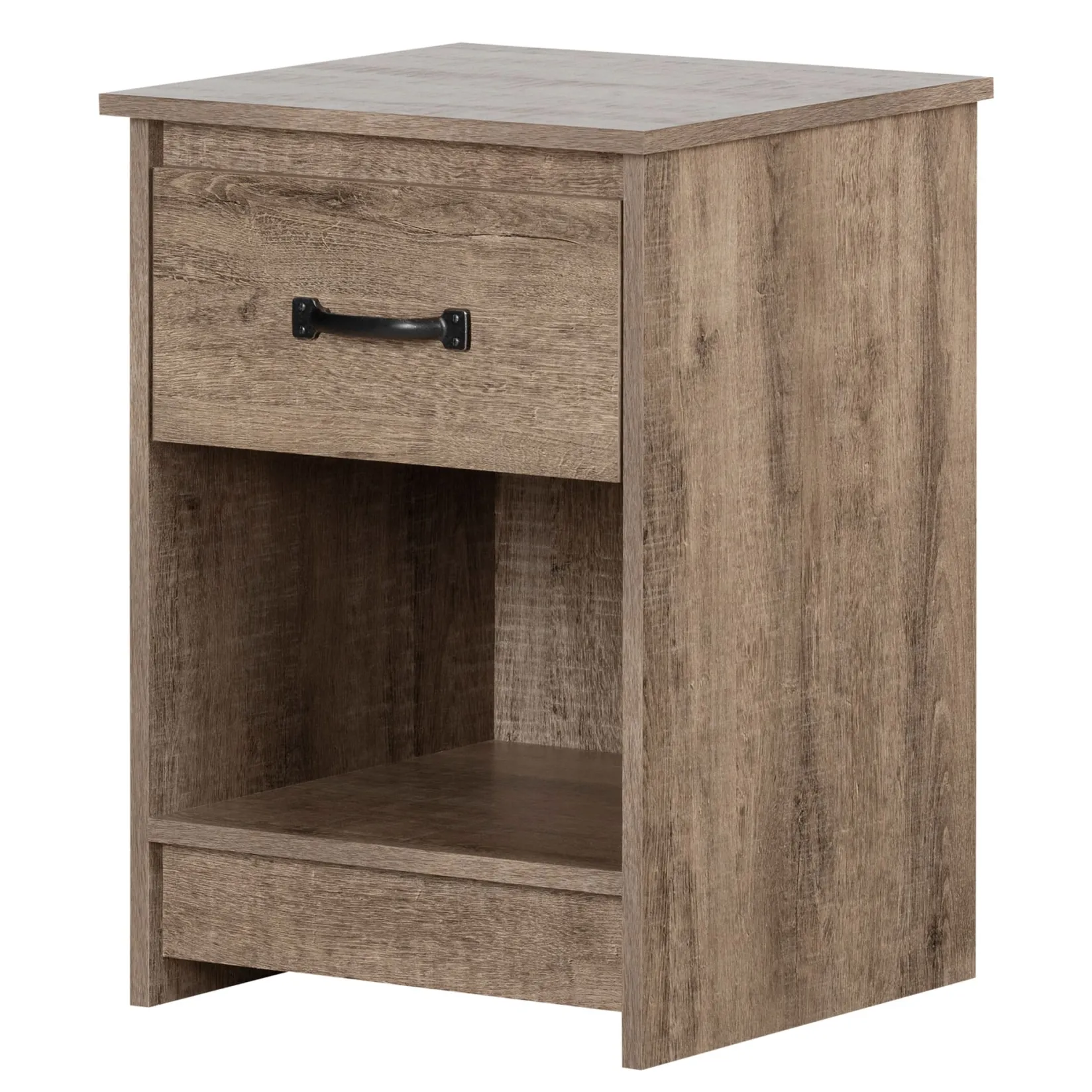 Nightstands>South Shore 1-Drawer Nightstand - Tassio Weathered Oak