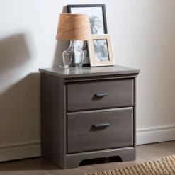 Nightstands>South Shore 2-Drawer Nightstand - Versa Gray Maple