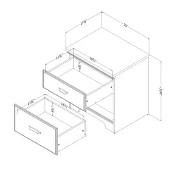 Clearance 2-Drawer Nightstand - Versa Weathered Oak Nightstands