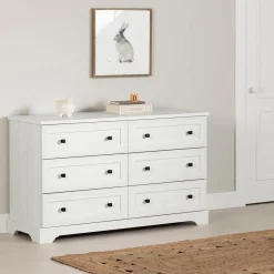 Storage Furniture>South Shore 6-Drawers Dresser - Hazen White Pine