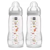 Breastfeeding|Bottles & Nipples>Mam Baby Easy Active Bottle 4m+ 11oz 2-Pack - Grey