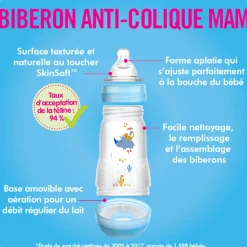 Bottles & Nipples|Breastfeeding>Mam Baby Easy Start Anti-Colic Baby 9oz Bottle Set of 2 - Blue