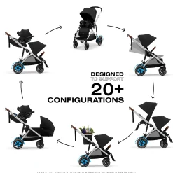 eGazelle S Electronic Assist Stroller - Silver Frame with Moon Black Seat Kids Strollers|Strollers & Trailers