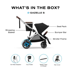 eGazelle S Electronic Assist Stroller - Silver Frame with Moon Black Seat Kids Strollers|Strollers & Trailers