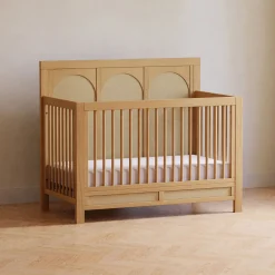 Eloise 4-in-1 Convertible Crib - Honey & Performance Sand Eco-Weave Cribs & Mattresses|Cribs & Mattresses