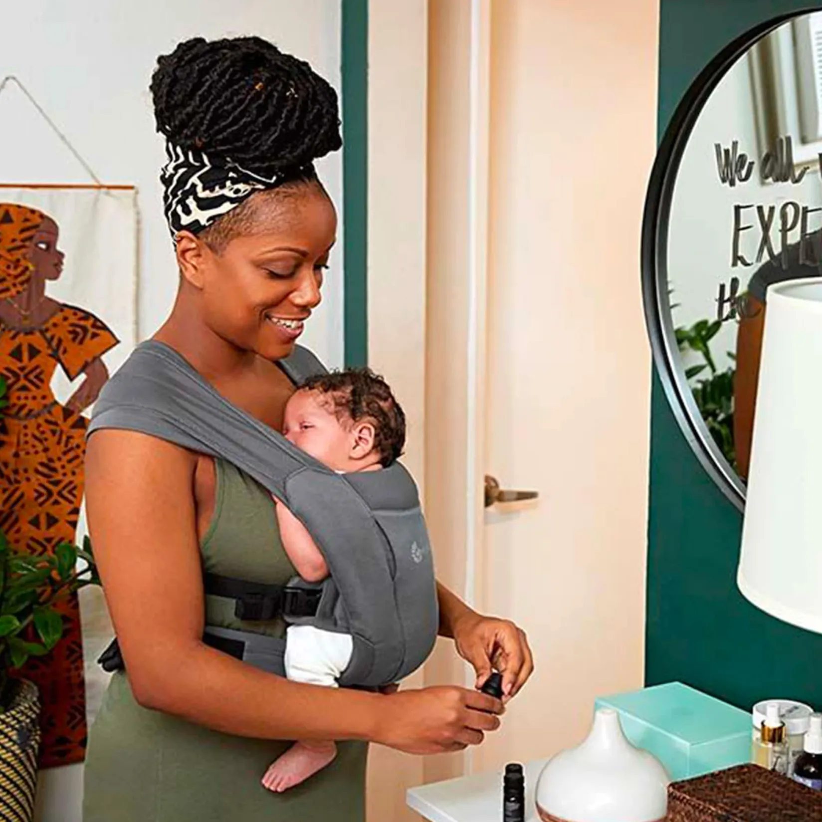 Outdoors & Travel|Baby Carriers>Ergobaby Embrace Mesh Newborn Carrier - Washed Black