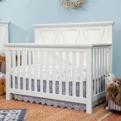 Clearance Emory Farmhouse 4-in-1 Convertible Crib - Linen White Cribs & Mattresses|Cribs & Mattresses