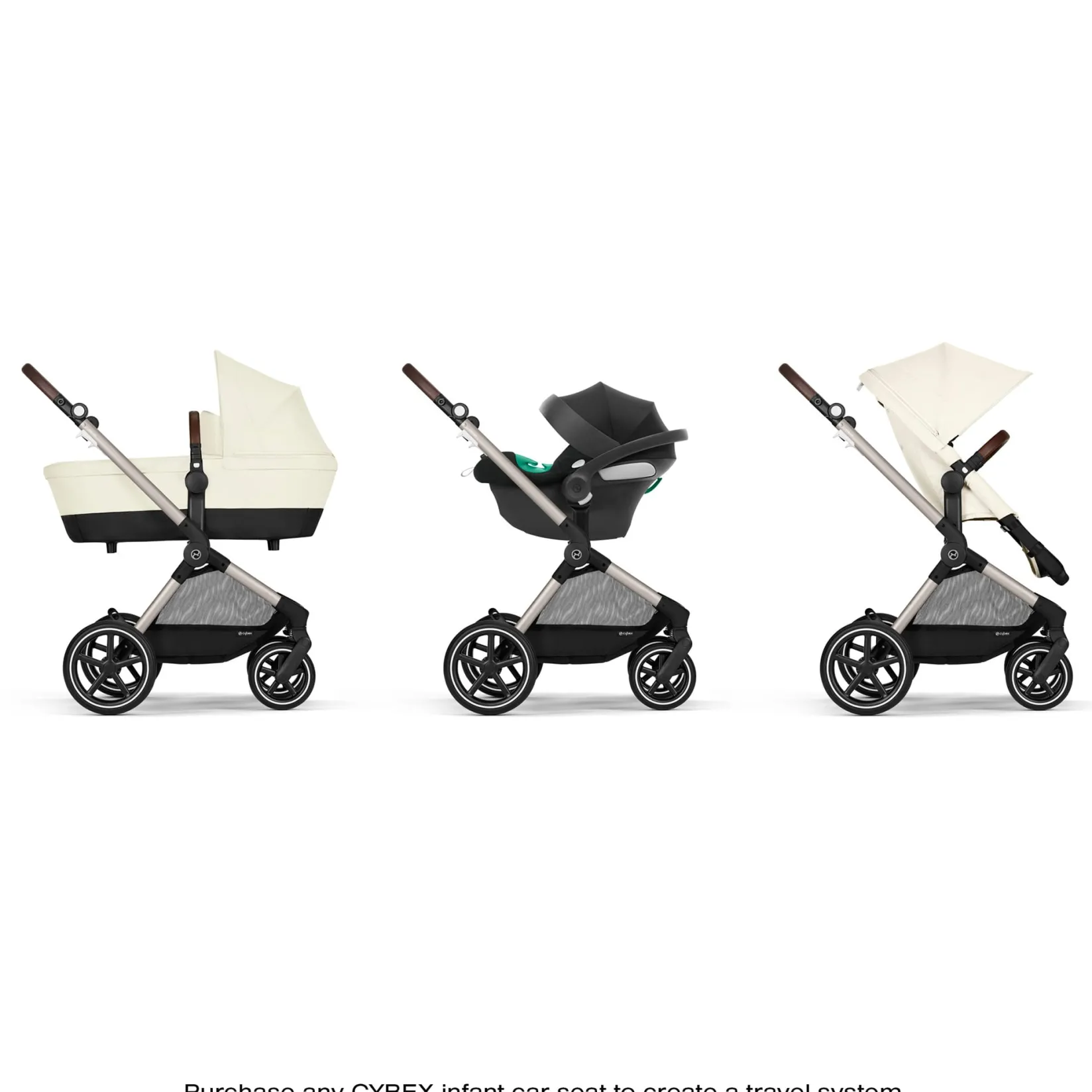 Strollers|Strollers & Trailers>Cybex EOS Lux 2-in-1 Stroller - Seashell Beige