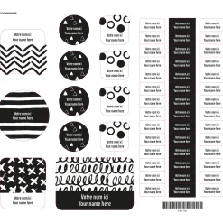 New Essential Name Labels - Black patterns Kids Personalized Name Labels|Personalized Name Labels