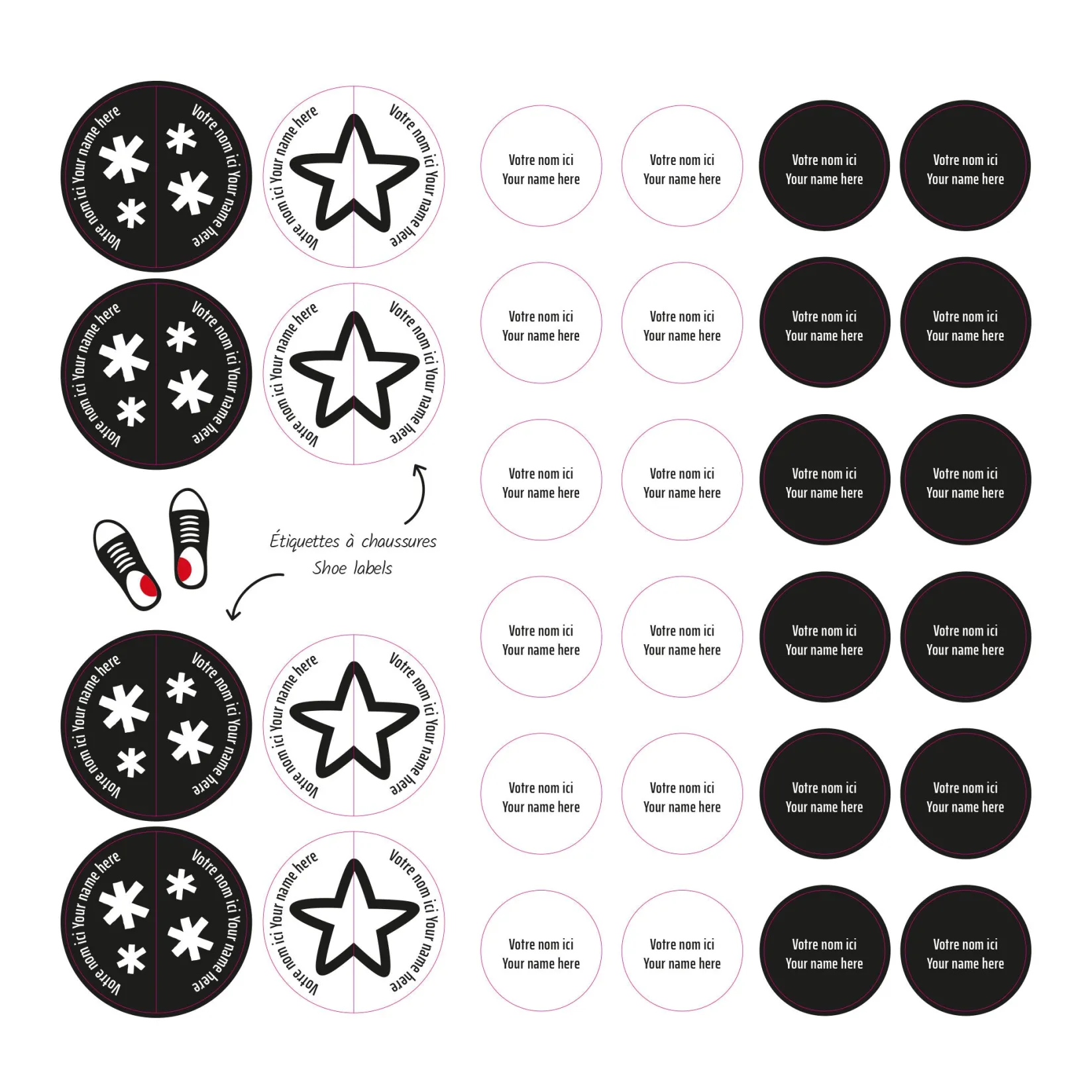 New Essential Name Labels - Black patterns Kids Personalized Name Labels|Personalized Name Labels