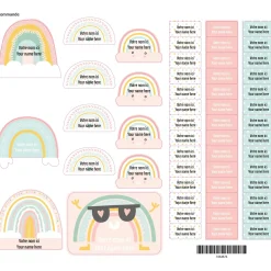 Essential Name Labels - Pink Rainbows Kids Personalized Name Labels|Personalized Name Labels