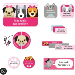 Personalized Name Labels|Personalized Name Labels>Clement - Impressions Essential Name Labels - Pink Dog