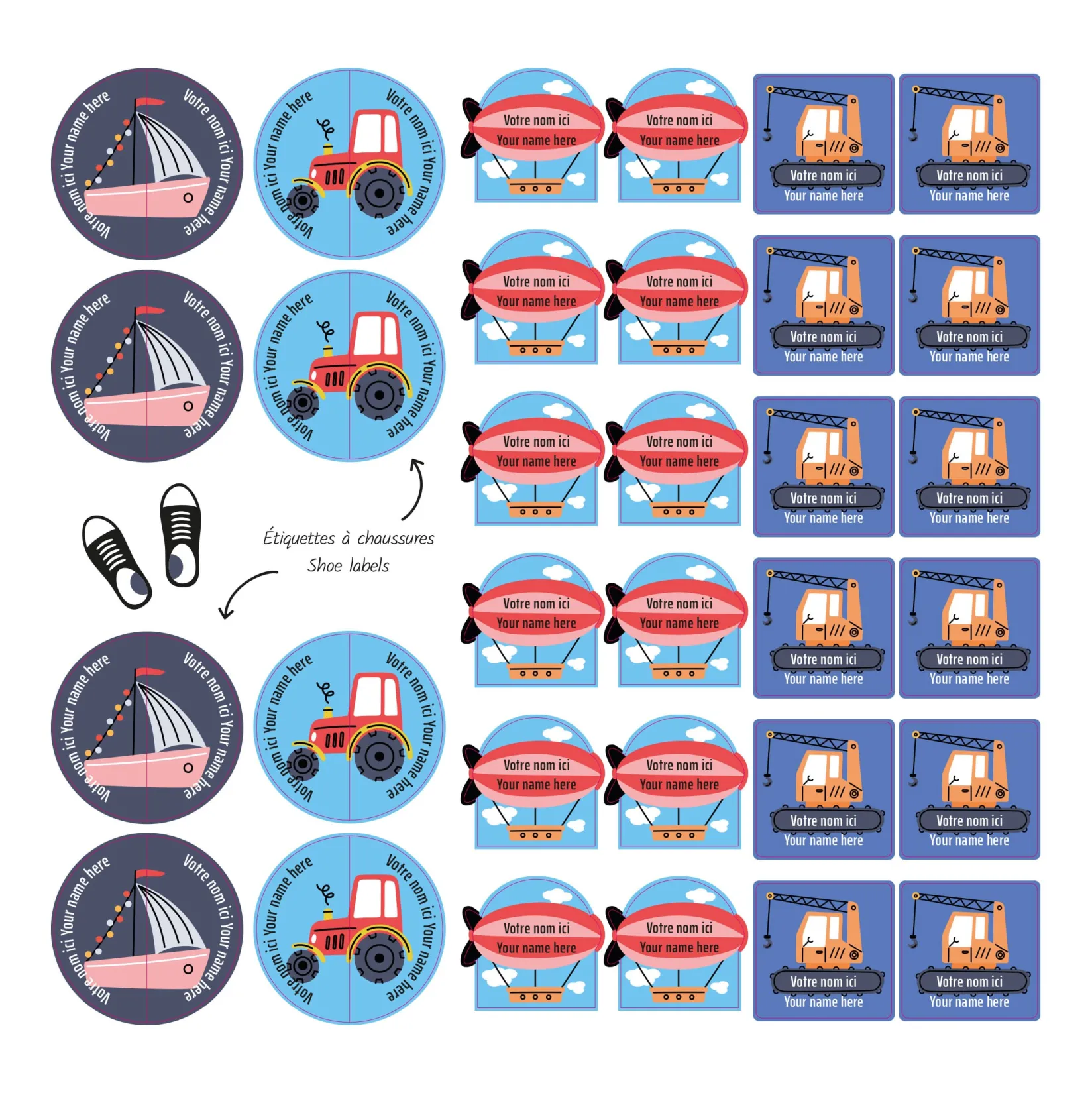 Discount Essential Name Labels - Transport Kids Personalized Name Labels|Personalized Name Labels