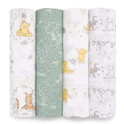 Hot Essentials Cotton Muslin Swaddles 2 Pack - Disneyâ„¢ (4) Winnie and Friends Kids Blankets|Blankets