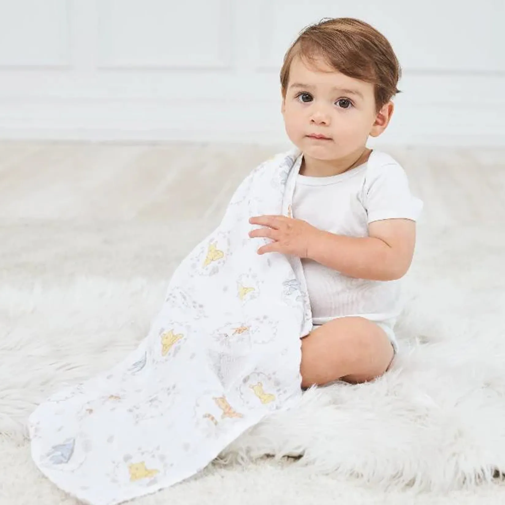 Hot Essentials Cotton Muslin Swaddles 2 Pack - Disney™ (4) Winnie and Friends Kids Blankets|Blankets