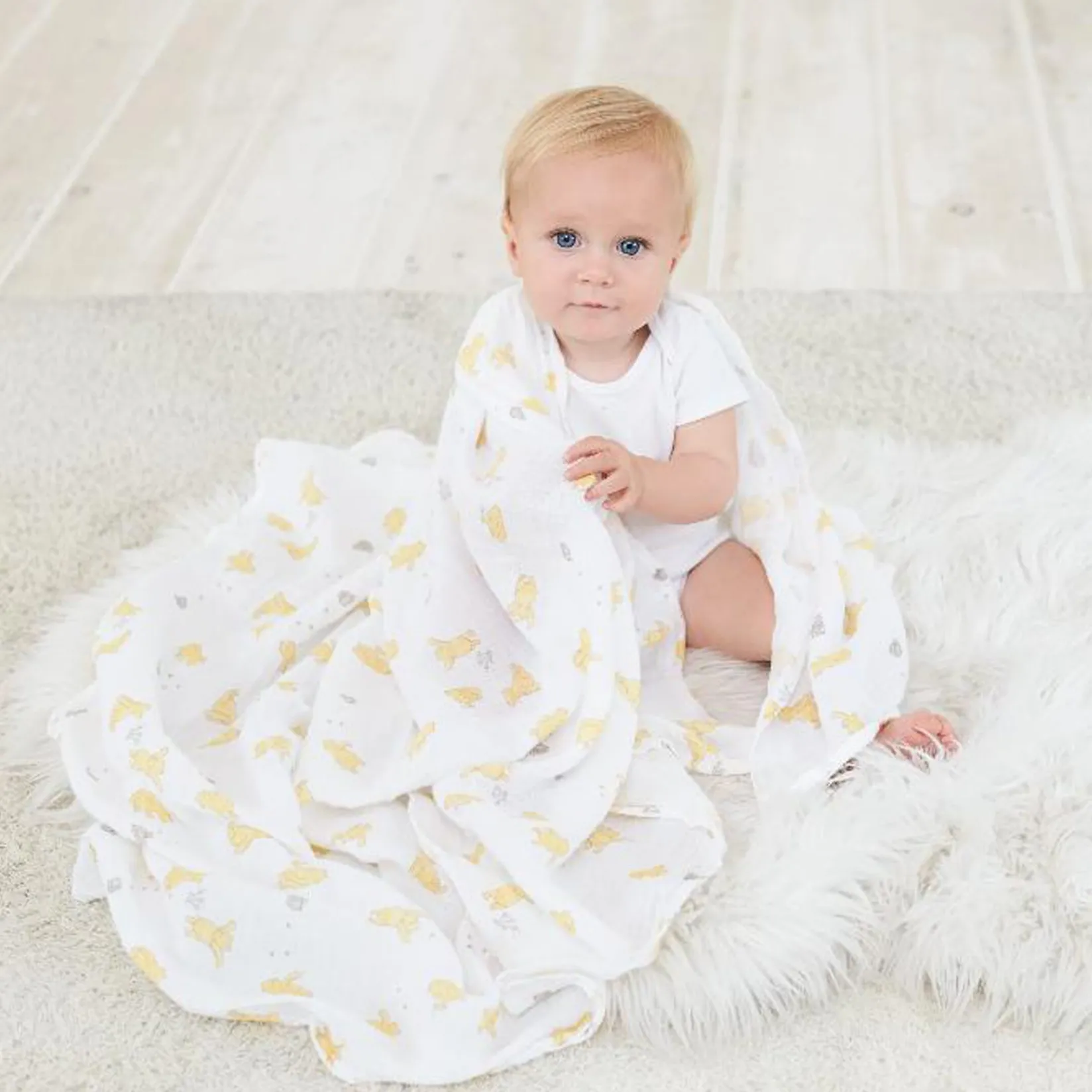 Hot Essentials Cotton Muslin Swaddles 2 Pack - Disney™ (4) Winnie and Friends Kids Blankets|Blankets