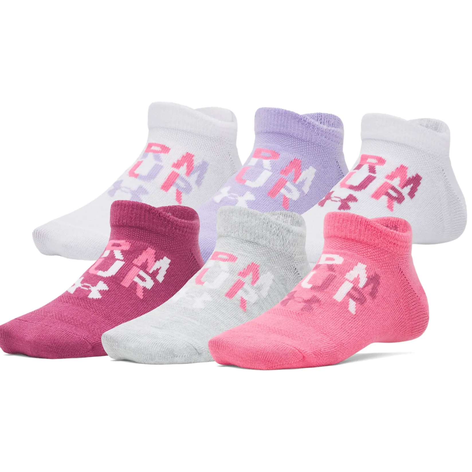 Socks|Underwear & Socks>Under Armour Essentials 6pk Socks 7-14 Fuchsia