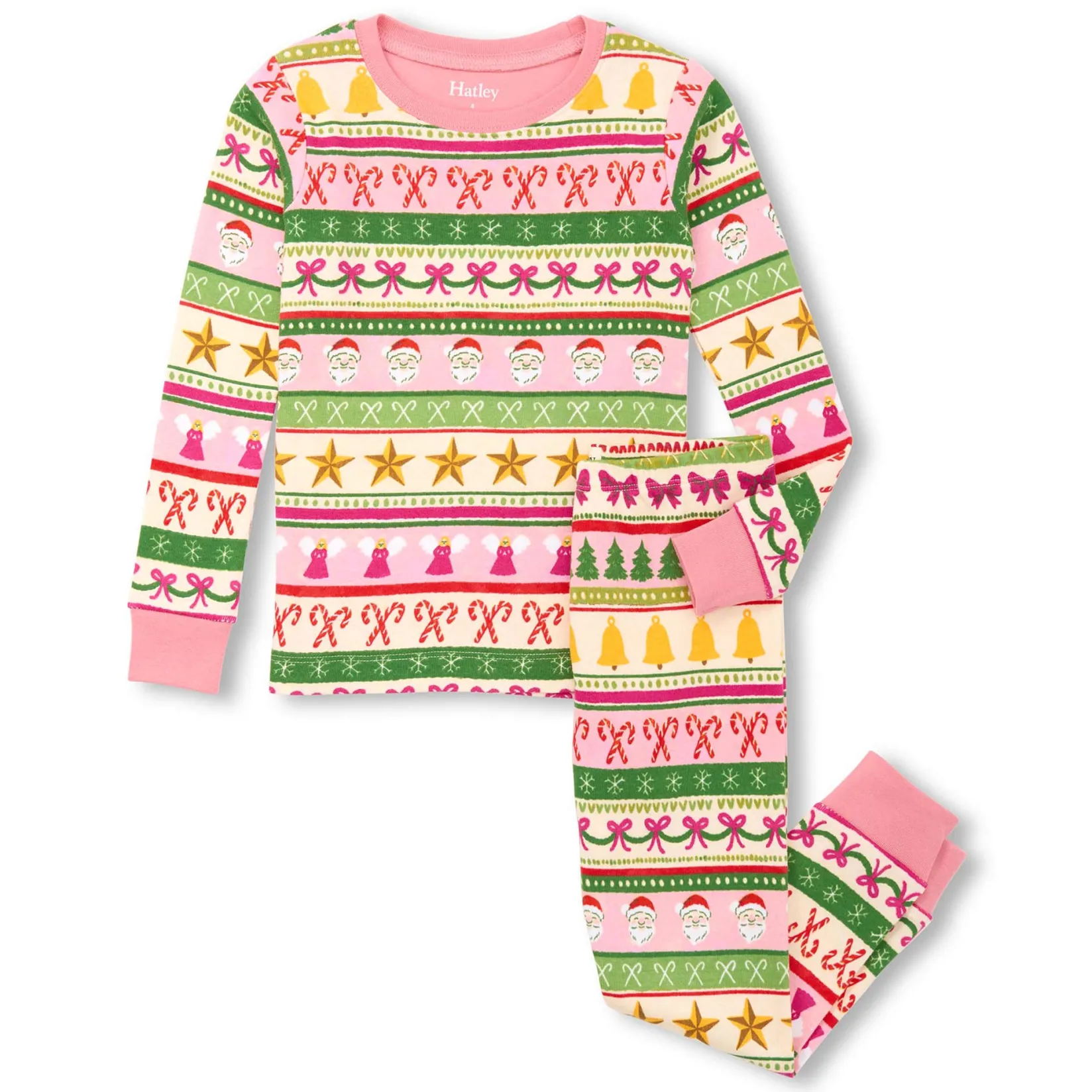 Pajamas & Bathrobes>Hatley Fair Isle Pajama 3-10 Pink