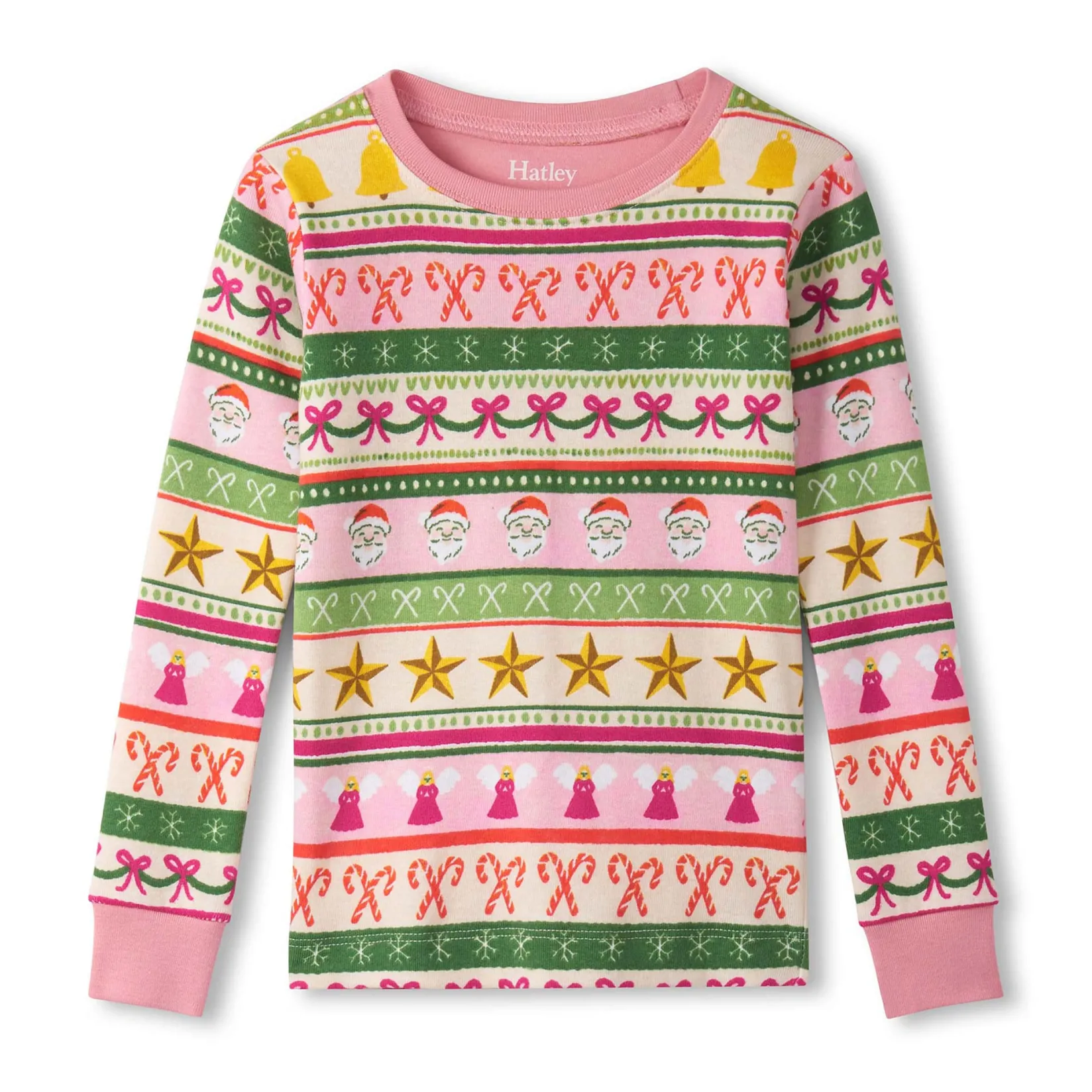 Pajamas & Bathrobes>Hatley Fair Isle Pajama 3-10 Pink
