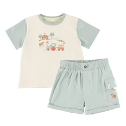 Outfit Sets>Nano Farm Pocket Short Set 6-24m Mint