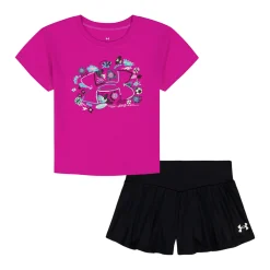 Sportswear|Outfit Sets>Under Armour Flare Short Set 2-4t Fuchsia