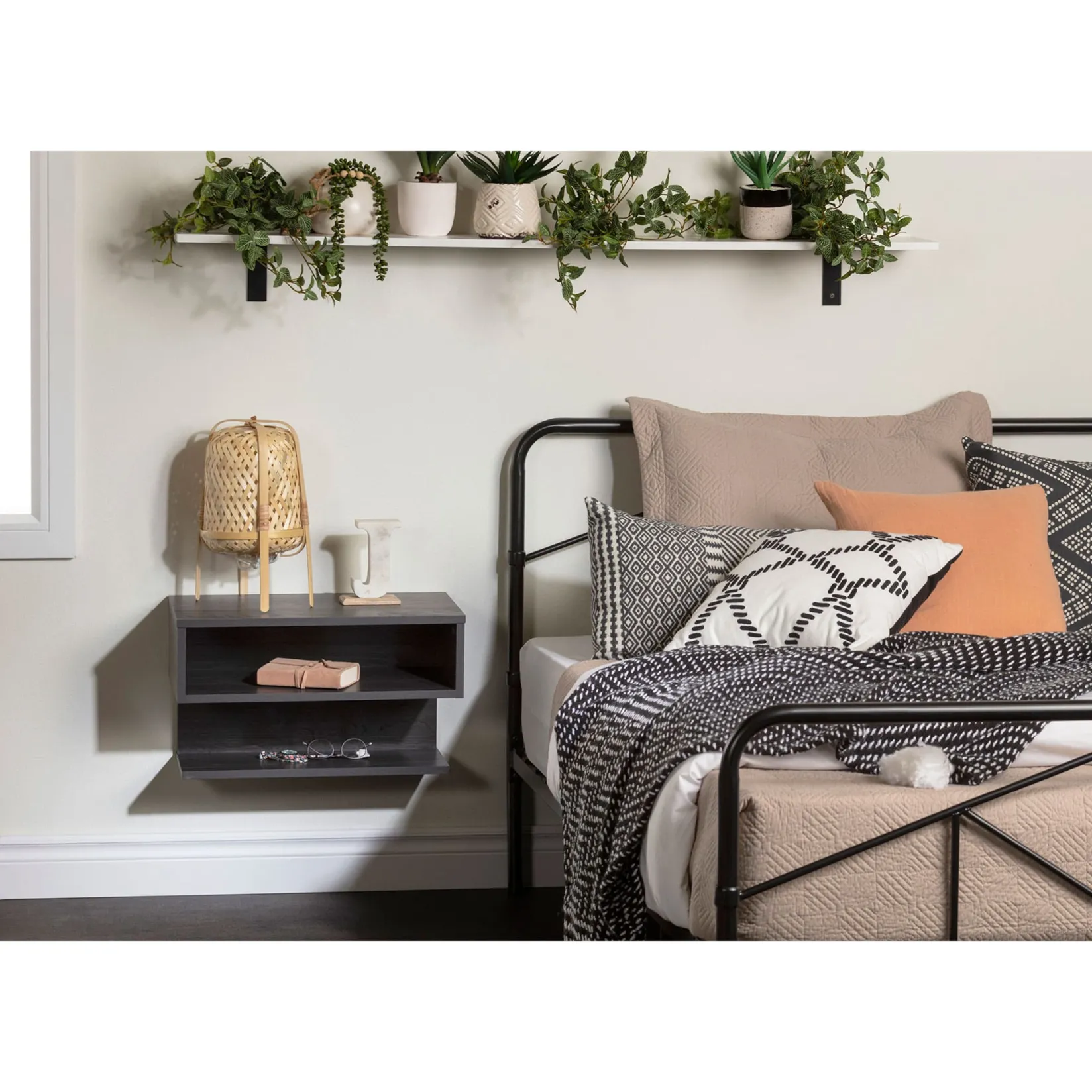 Nightstands>South Shore Floating Nightstand - Sazena Gray Oak