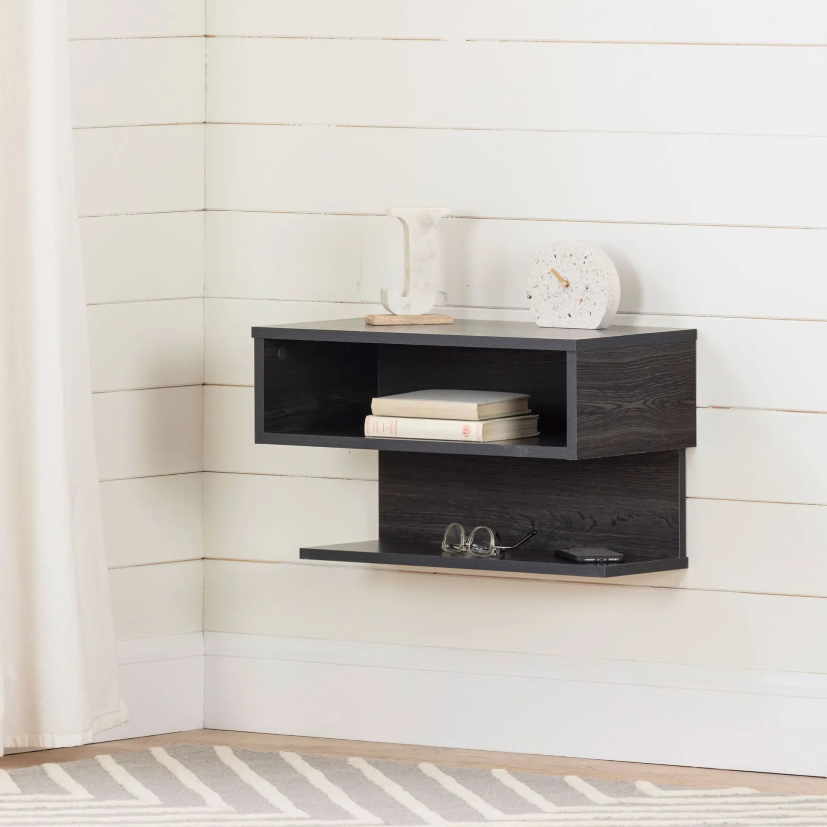 Nightstands>South Shore Floating Nightstand - Sazena Gray Oak
