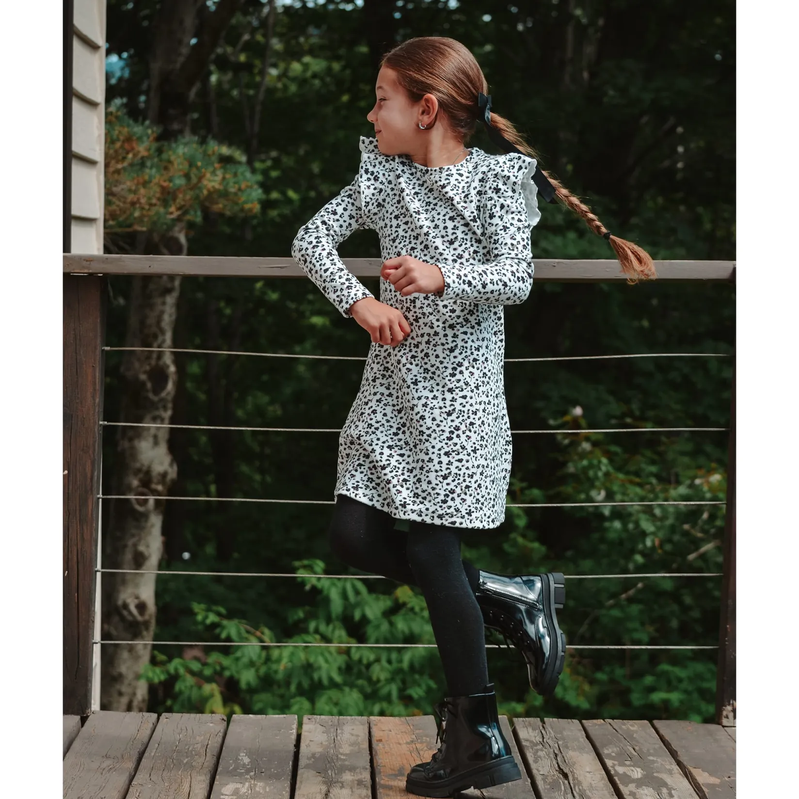 Dresses & Rompers>Look Floral AOP Romance Dress 7-14 Ivory