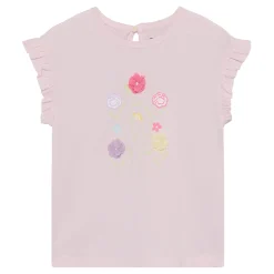 Tops>Minymo Flower Frill T-shirt 3-8 Pink