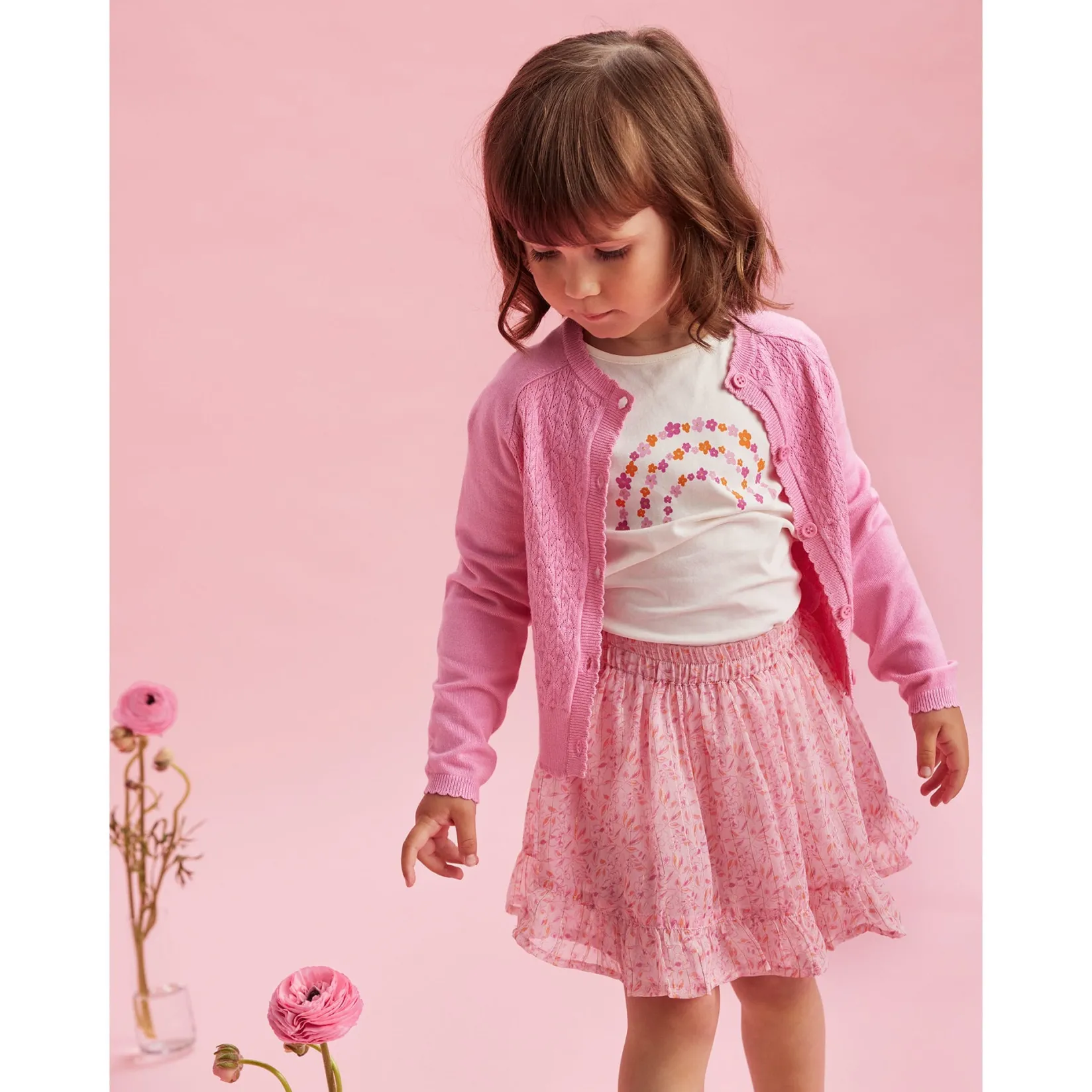 Skirts>Creamie Flower Lurex Skirt 2-6y Pink