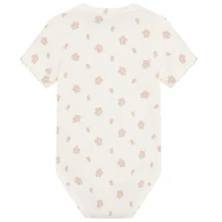 Tops>Minymo Flower Print Bodysuit 6-24m Ivory