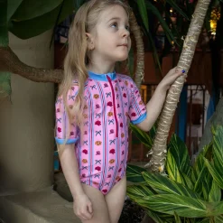 Discount Flower Stripe Uv Swimsuit 2-10 Kids Swimsuits