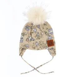 Beanies>Deer Mountain Flowers Beanie 3-6 Beige