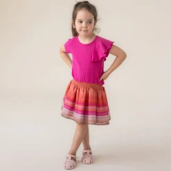 Dresses & Rompers>Nano Flowers Frill Dress 2-12 Fuchsia