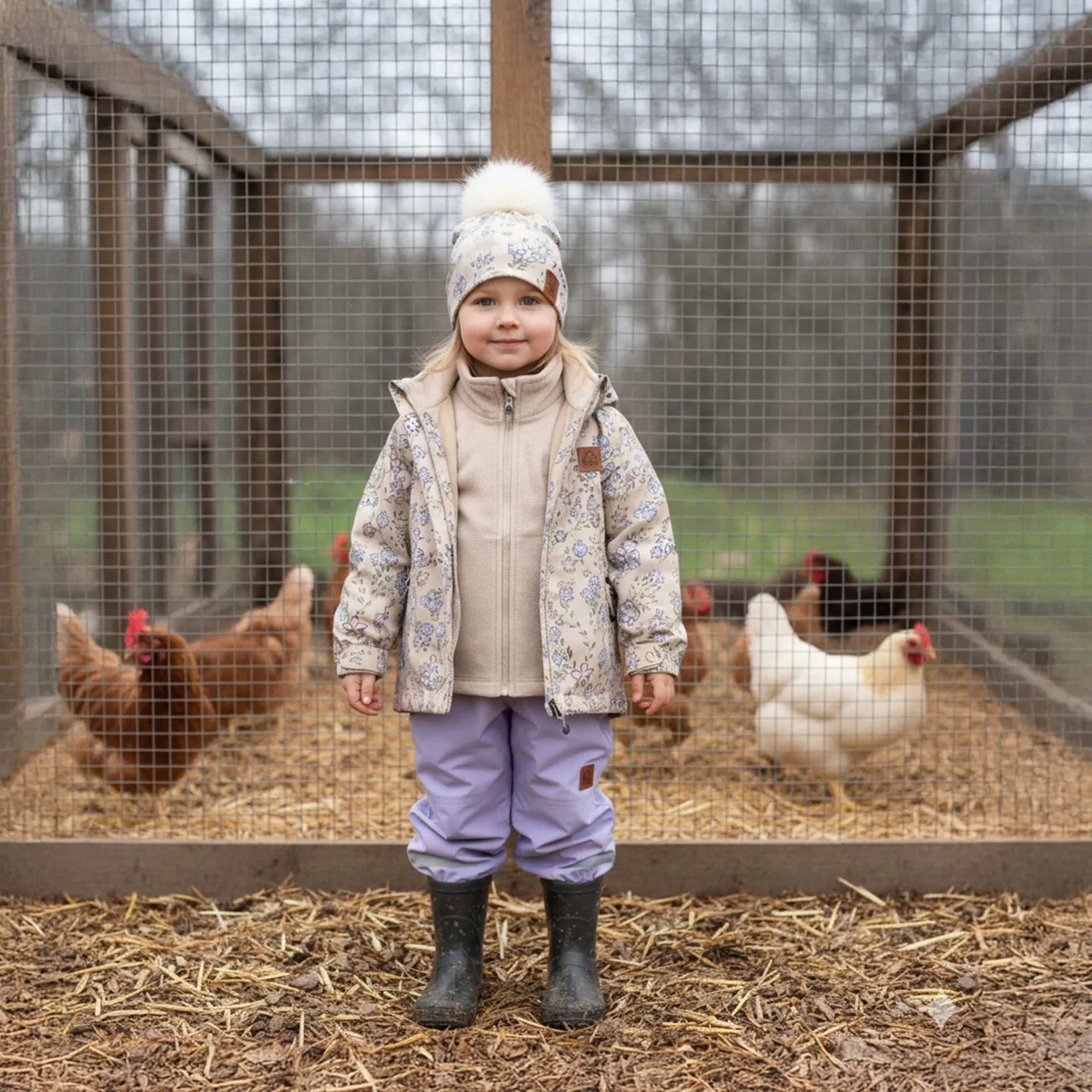 Outerwear>Deer Mountain Flowers 3in1 Set 2-6 Beige