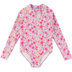 Swimsuits>Look Flowers Long Sleeve Swimsuit 2-14y Lilac