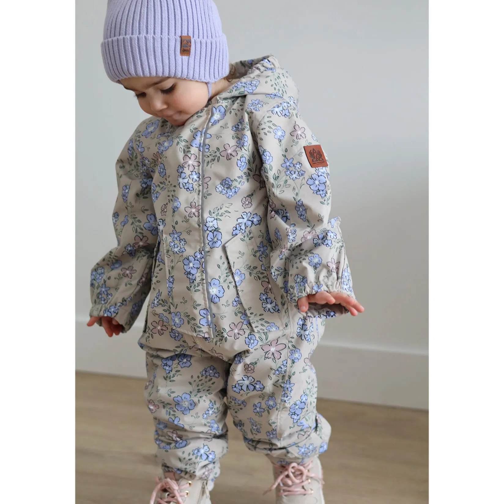 Outerwear>Deer Mountain Flowers 1pce Suit 6-24m Beige